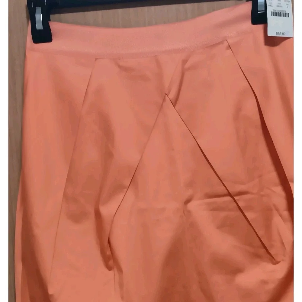 J CREW Pleated Sz 0 Short Pleated Skirt Women‎  Orange  Lined Cotton Stretch NEW